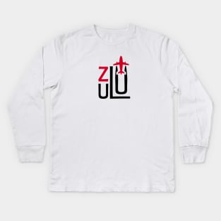 ZULU Aviation Phonetic Alphabet Pilot Airplane Kids Long Sleeve T-Shirt